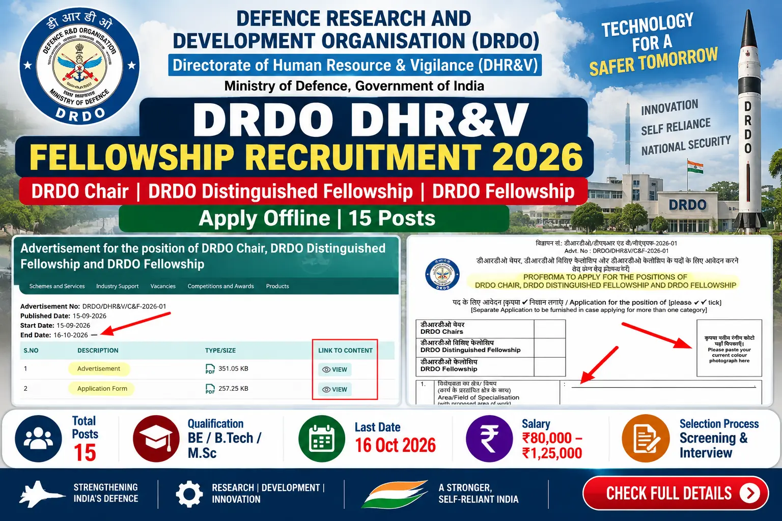DRDO DHR&V Fellowship Recruitment 2026