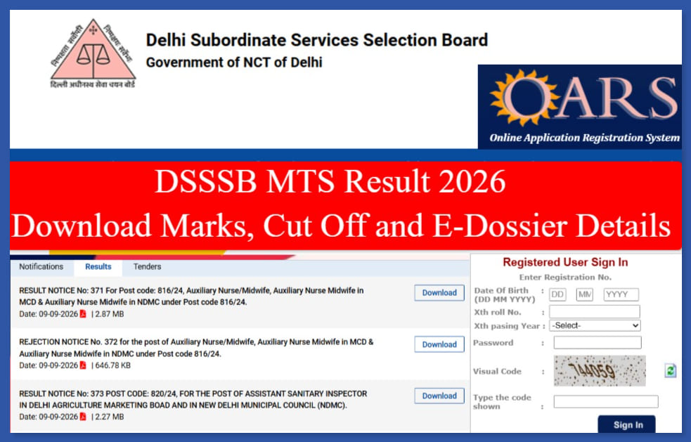 DSSSB MTS Result 2026
