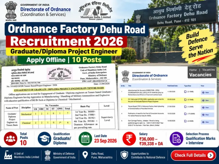Ordnance Factory Dehu Road Recruitment 2026