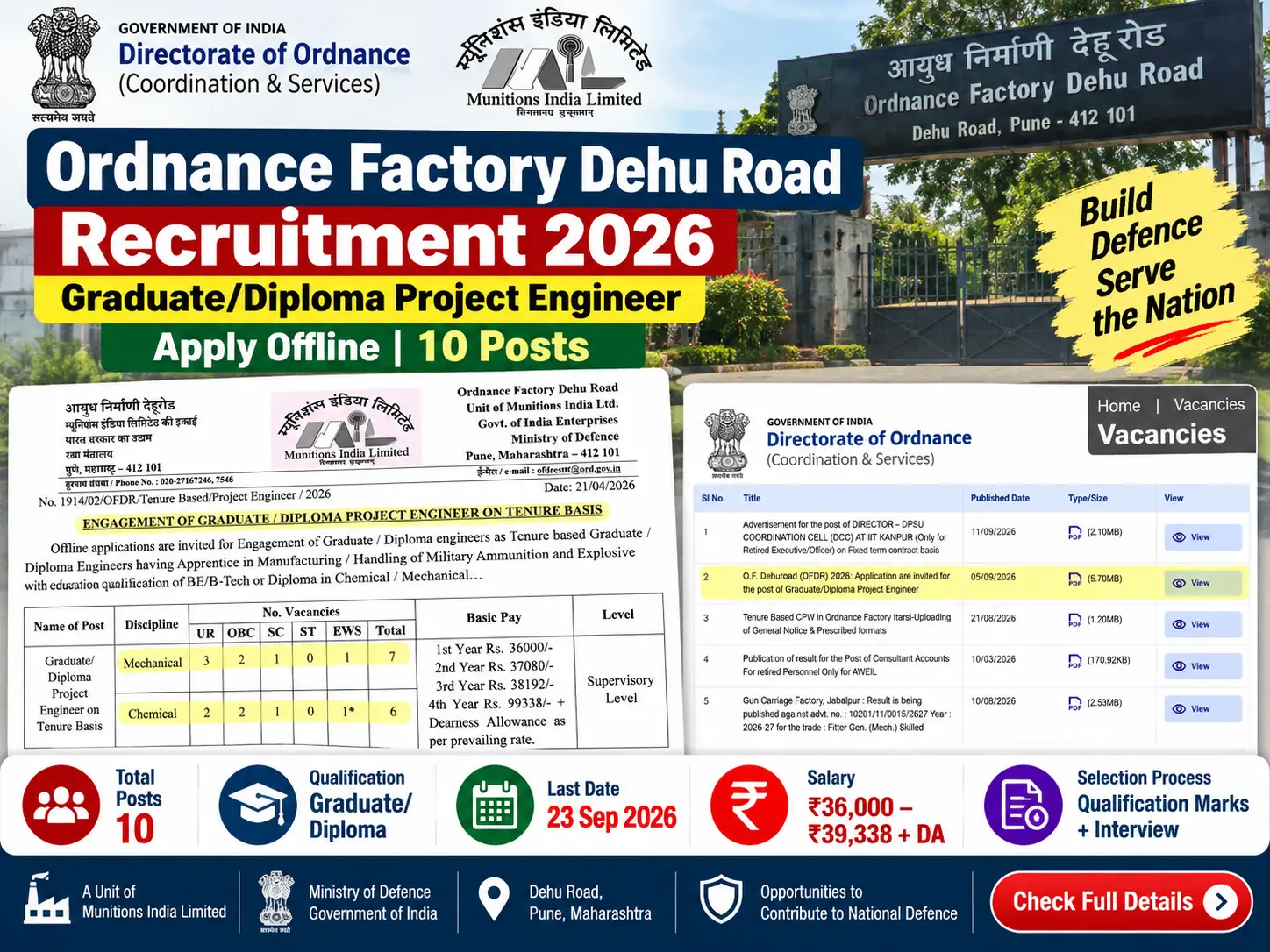 Ordnance Factory Dehu Road Recruitment 2026