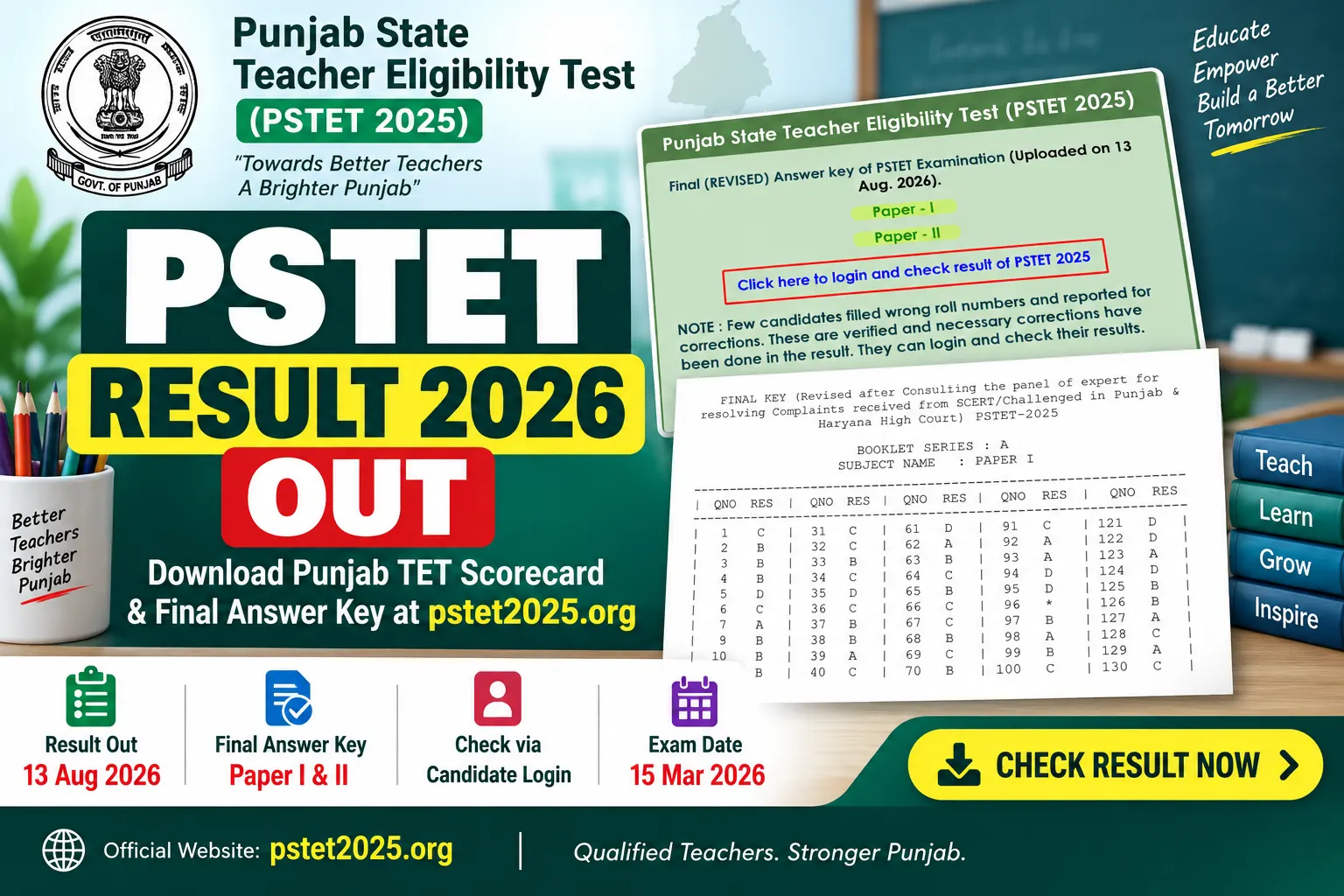 PSTET Result 2026