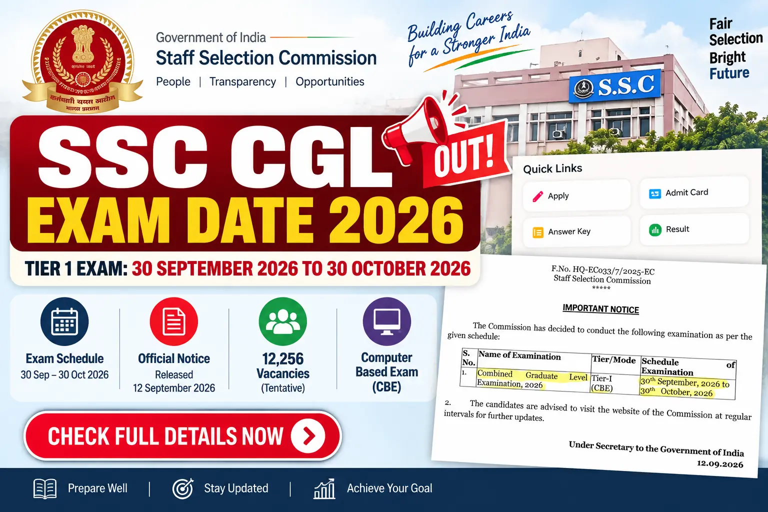SSC CGL Exam Date 2026