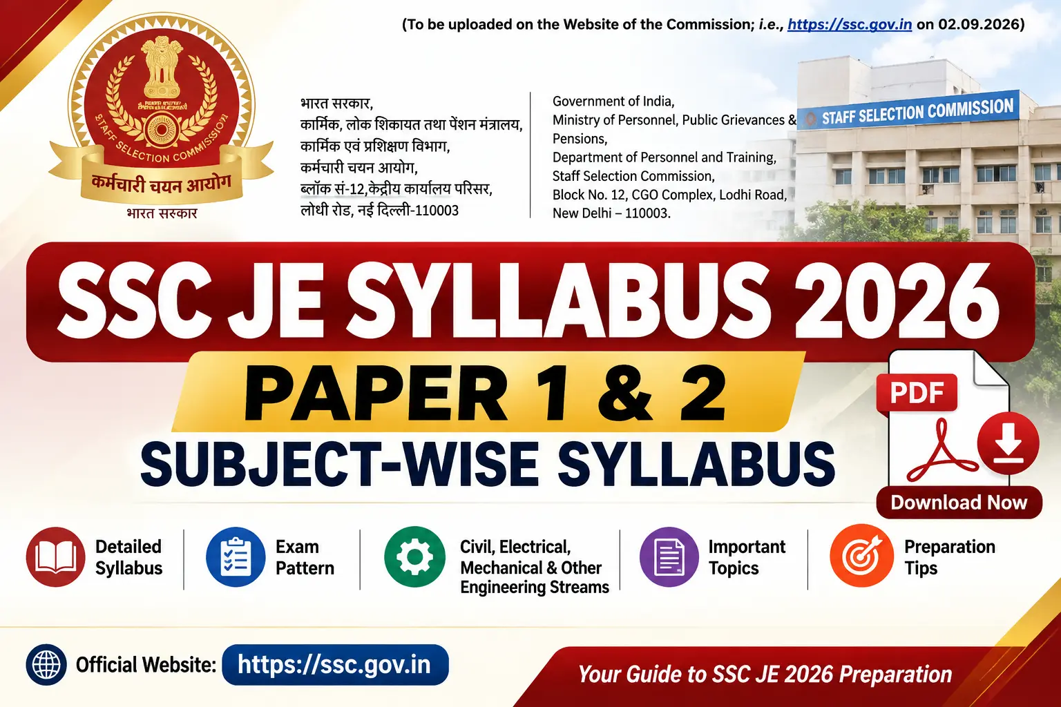SSC JE Syllabus 2026