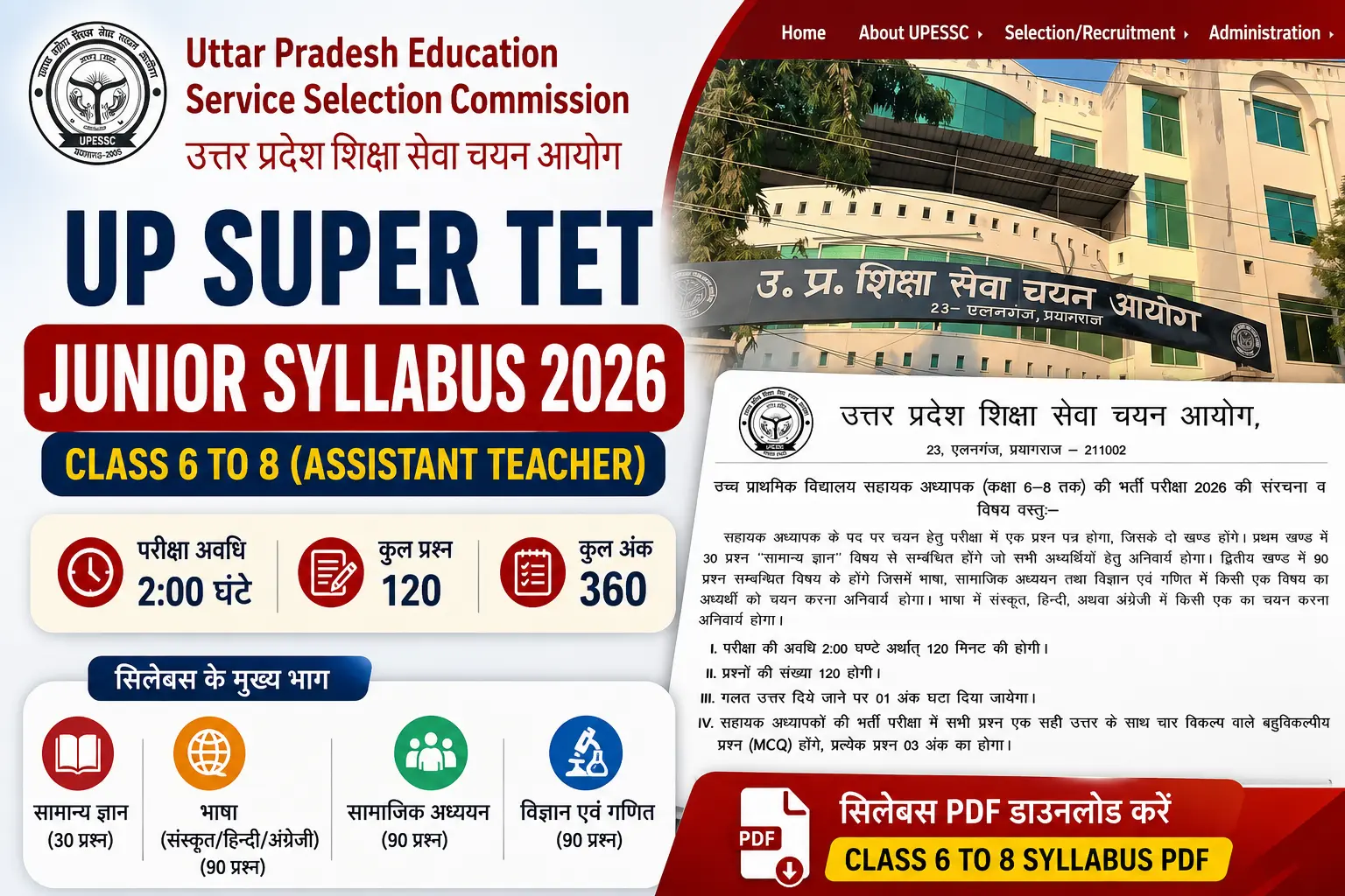 UP Super TET Junior Syllabus 2026