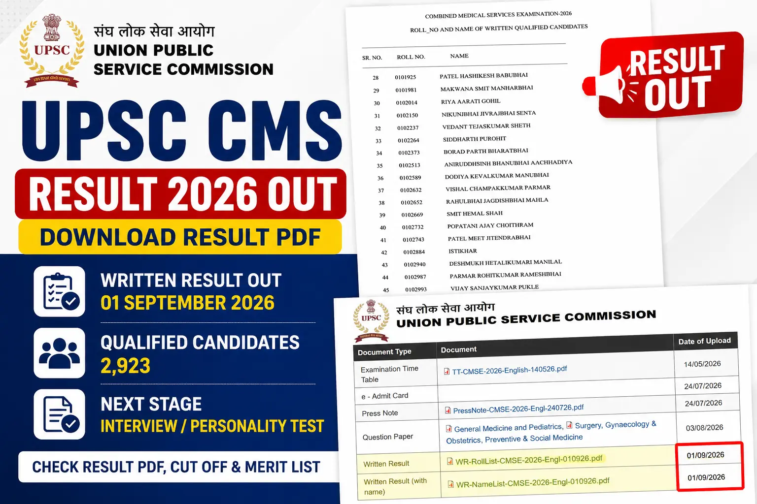 UPSC CMS Result 2026