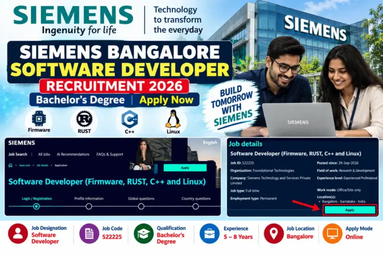 Siemens Bangalore Software Developer Recruitment 2026
